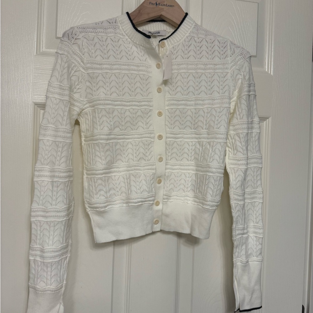 Madewell White Pointelle-Stitch Cardigan “price set low to sell”